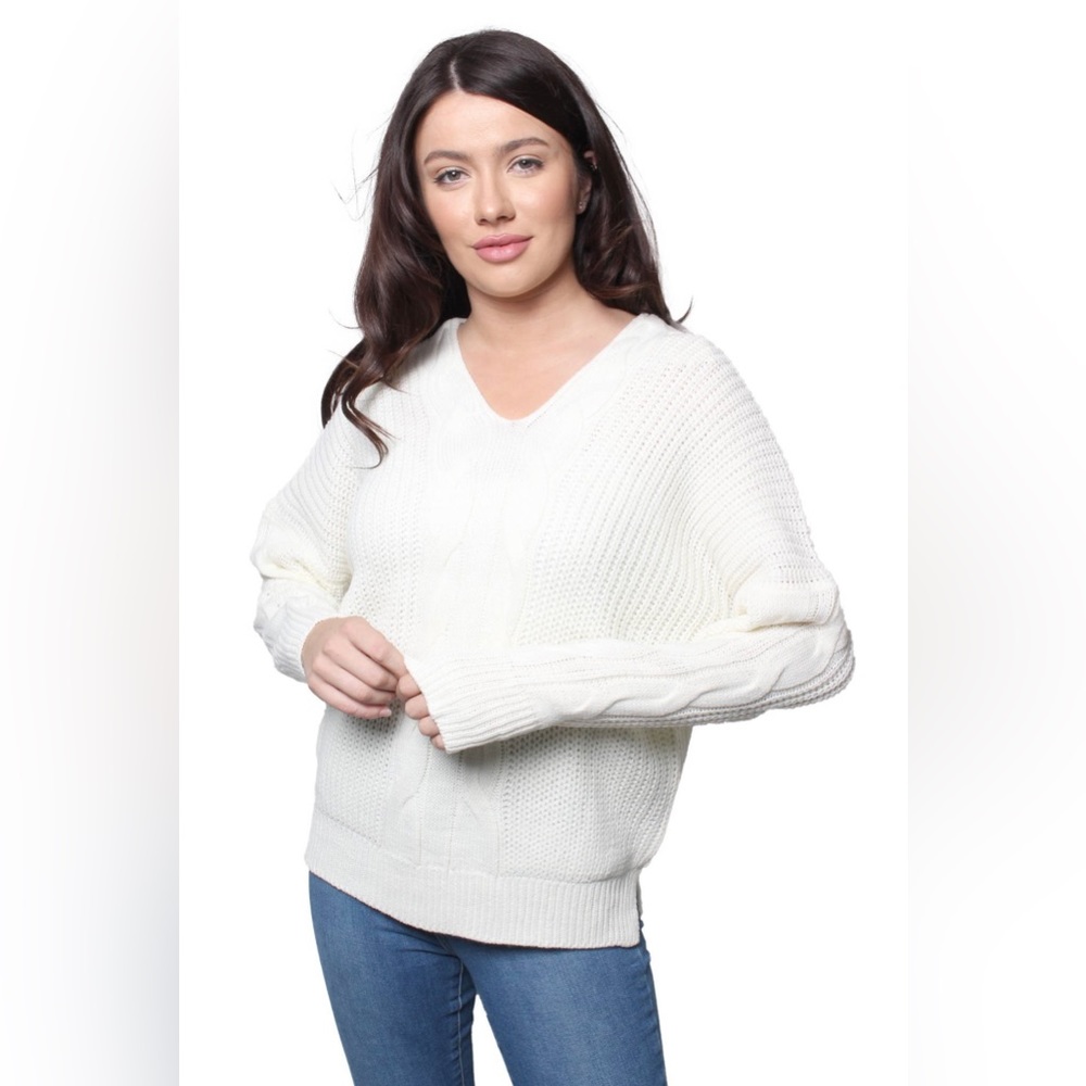 S33-Double V Cable Knit Sweater